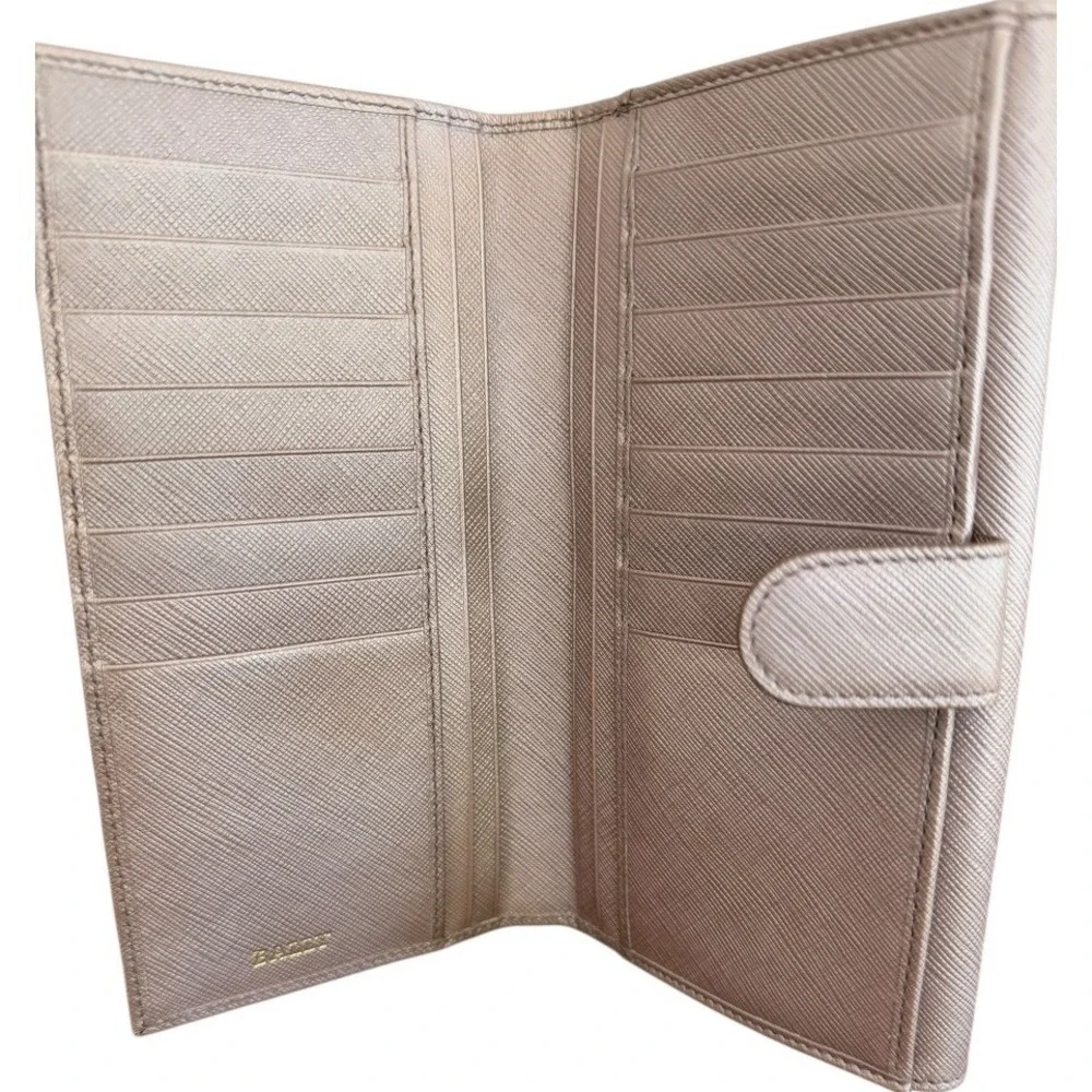 Bally Saffiano Leather Continental Wallet – Champagne – Like New w/ Box & Wrap